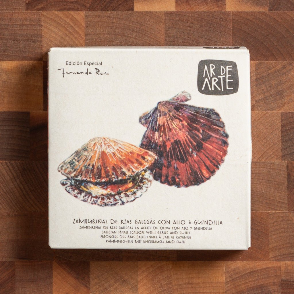 Ar De Arte - Galician Scallops in Olive Oil w/ Garlic & Chili - FishNook Tinned Seafood Co.