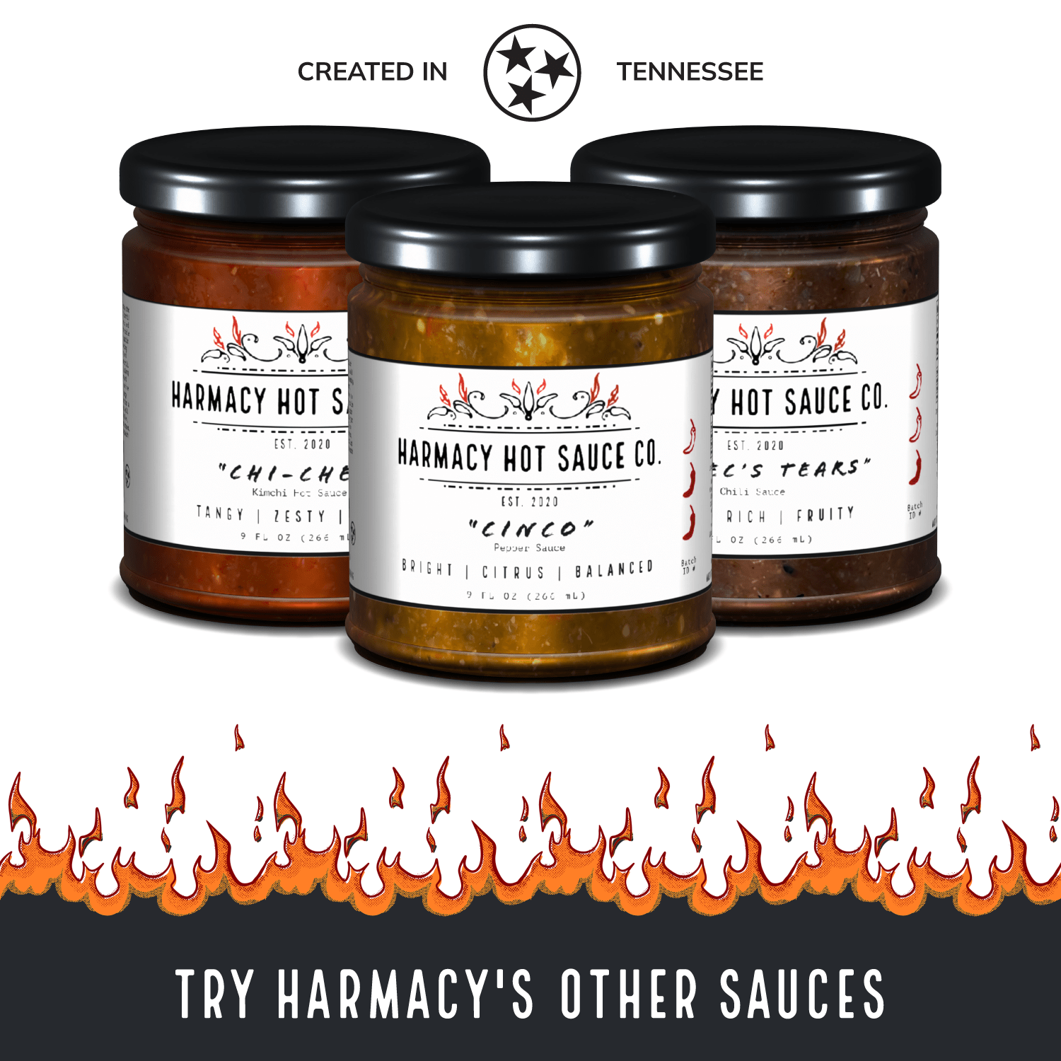 Harmacy Hot Sauce Co. - Brimstone Rimjob - Tahini & Roasted Red Pepper Sauce (9oz) - FishNook Tinned Seafood Co.