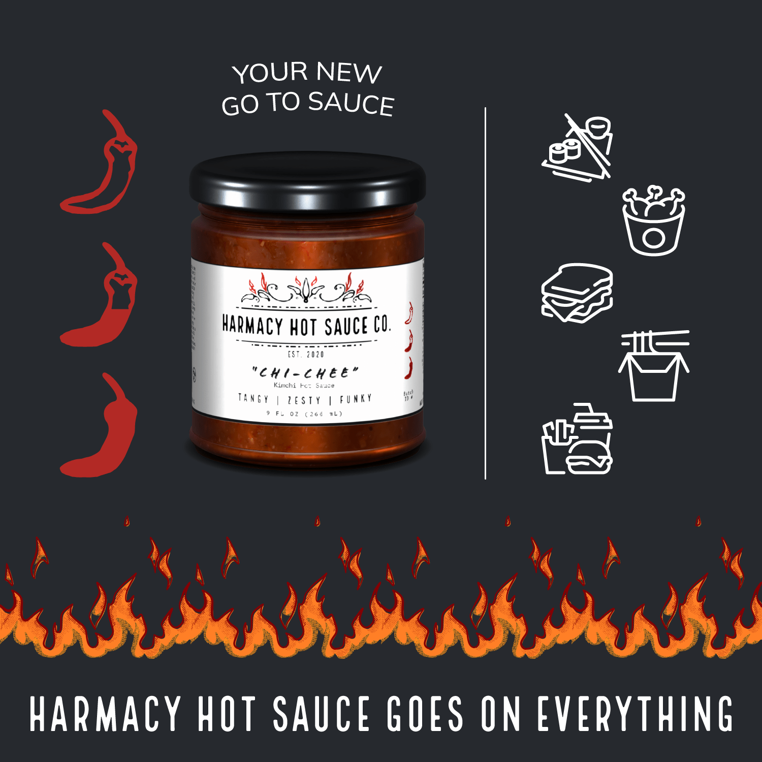Harmacy Hot Sauce Co. - Chi - Chee - Kimchi Hot Sauce (9oz) - FishNook Tinned Seafood Co.