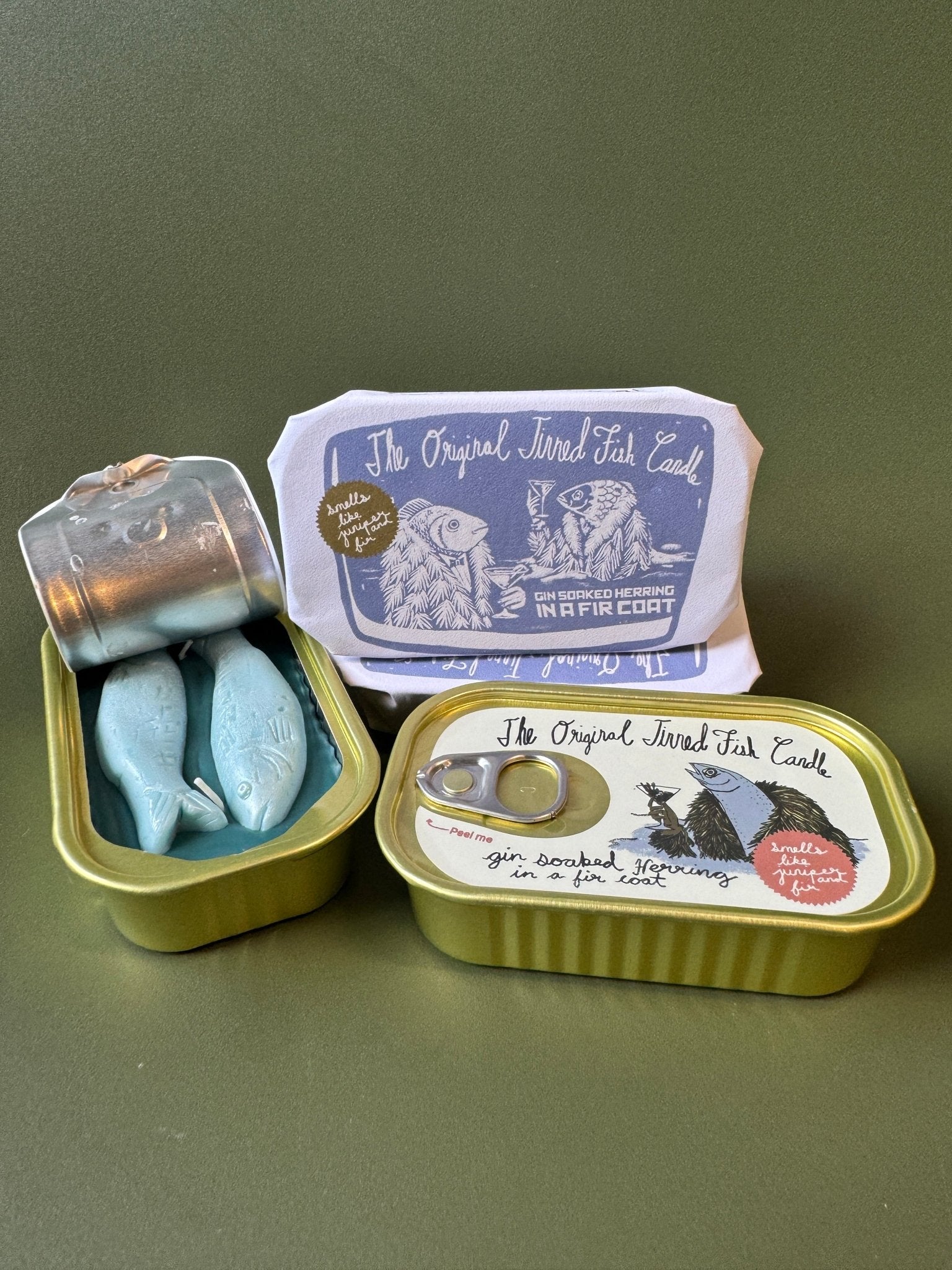 Tinned Candle - Tinned Fish Candle - Juniper and Fraser Fir - FishNook Tinned Seafood Co.