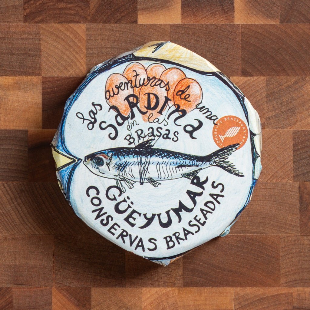 Gueyu Mar - Chargrilled Smoked Sardine Tails in EVOO - FishNook Tinned Seafood Co.