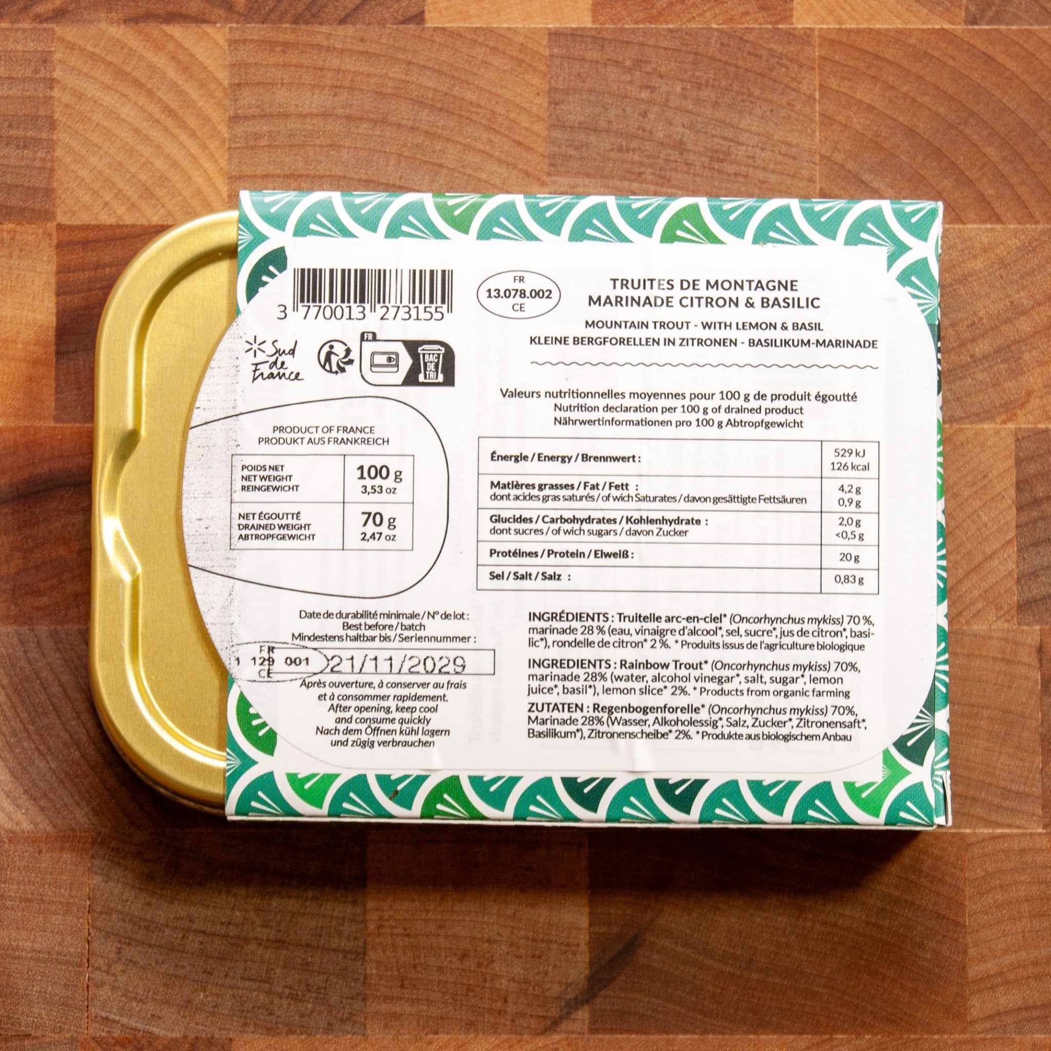 La Truitelle - Mountain Troutlings w/ Lemon & Basil (Oil Free) - FishNook Tinned Seafood Co.