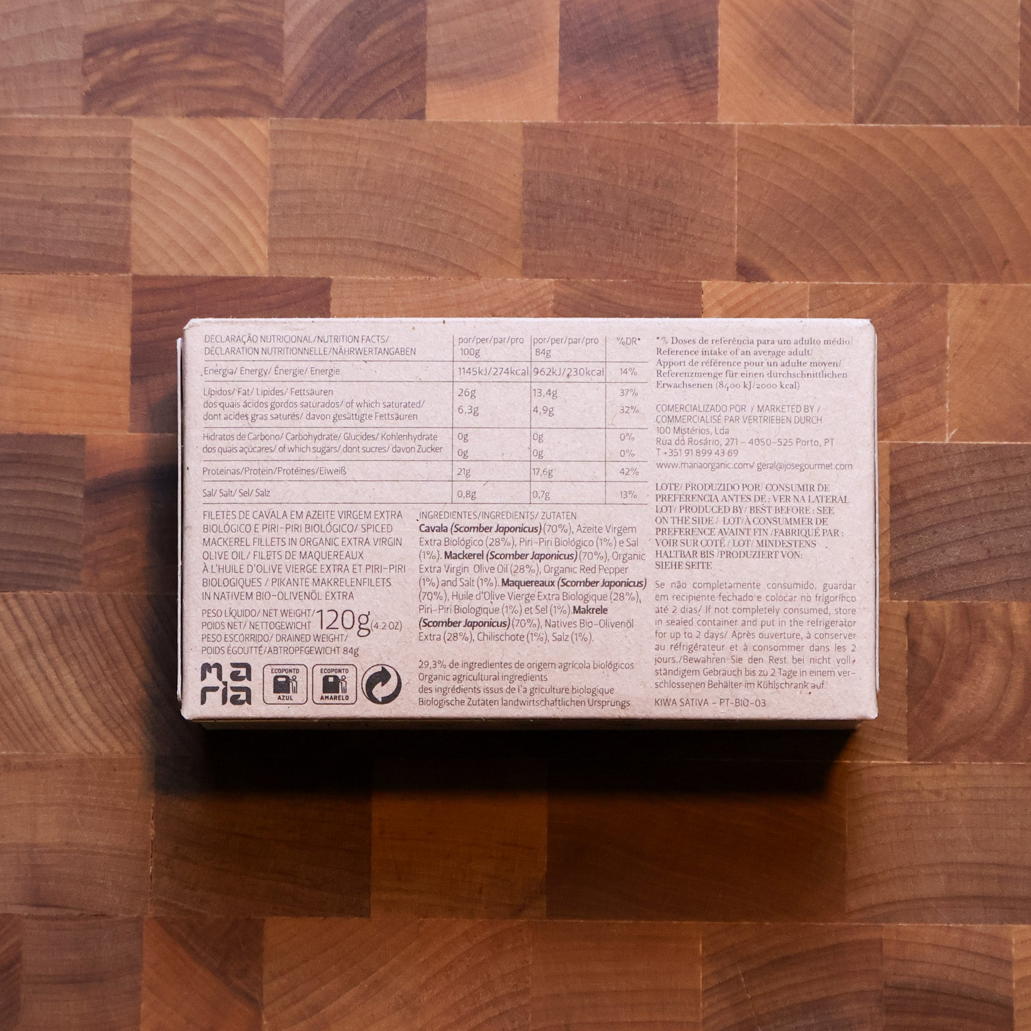 Maria Organic - Spiced Mackerel Fillets in EVOO - FishNook Tinned Seafood Co.