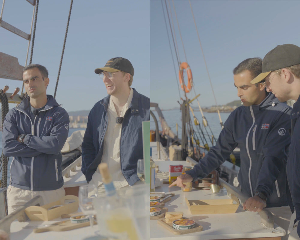 Jared and Cristóbal Fernández meeting and taste testing Mussels