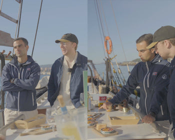 Jared and Cristóbal Fernández meeting and taste testing Mussels