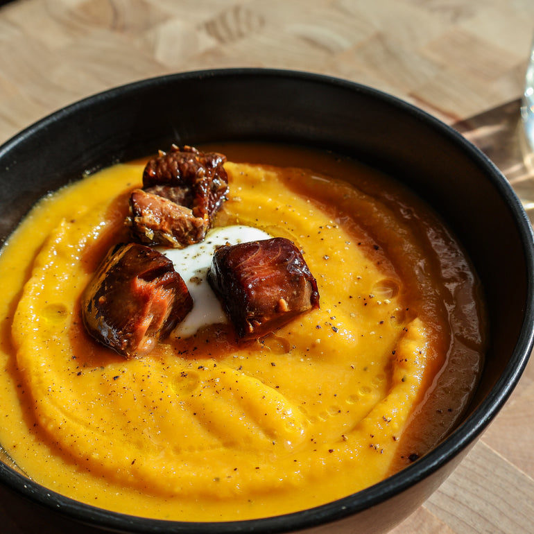 Tinned fish used as an autumn soup garnish