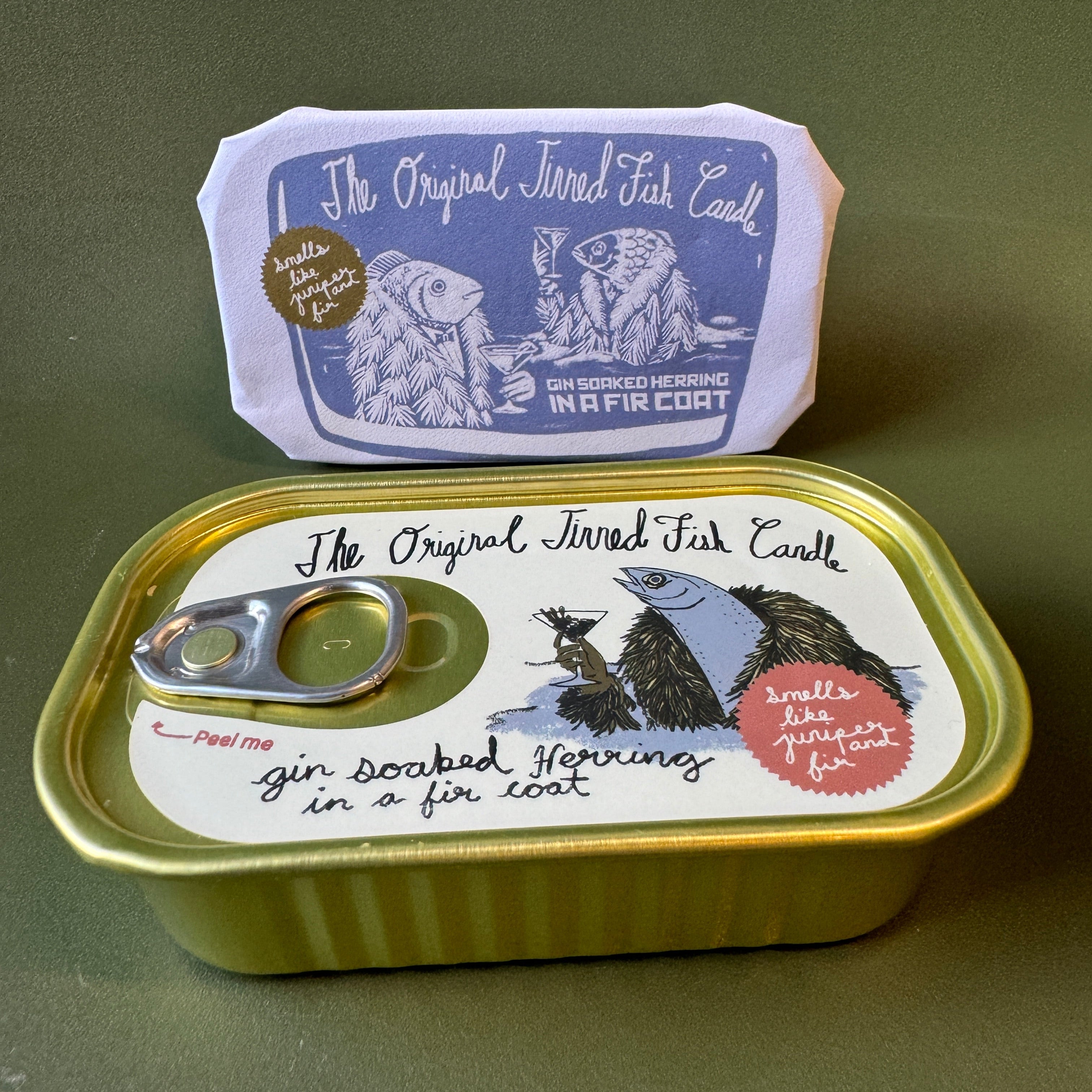 The Original Tinned Fish Candle Gin Soaked Herring in a Fir Coat