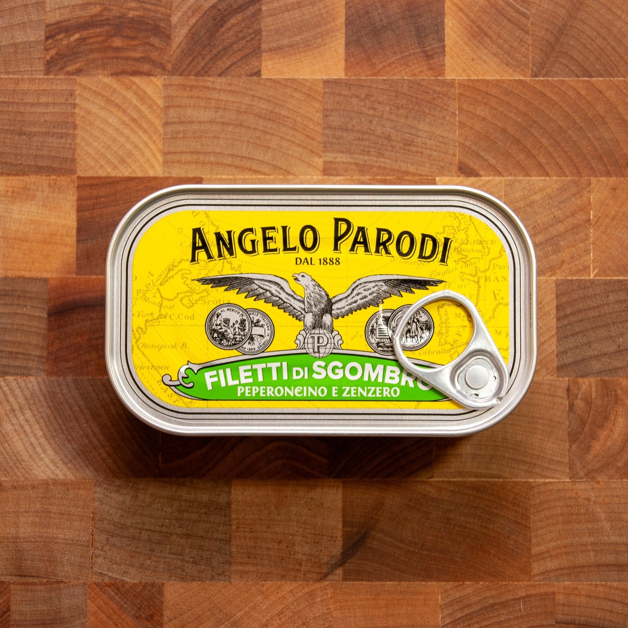 Angelo Parodi Mackerel Filets in Olive Oil w/ Ginger & Chili - FishNook Tinned Seafood Co.