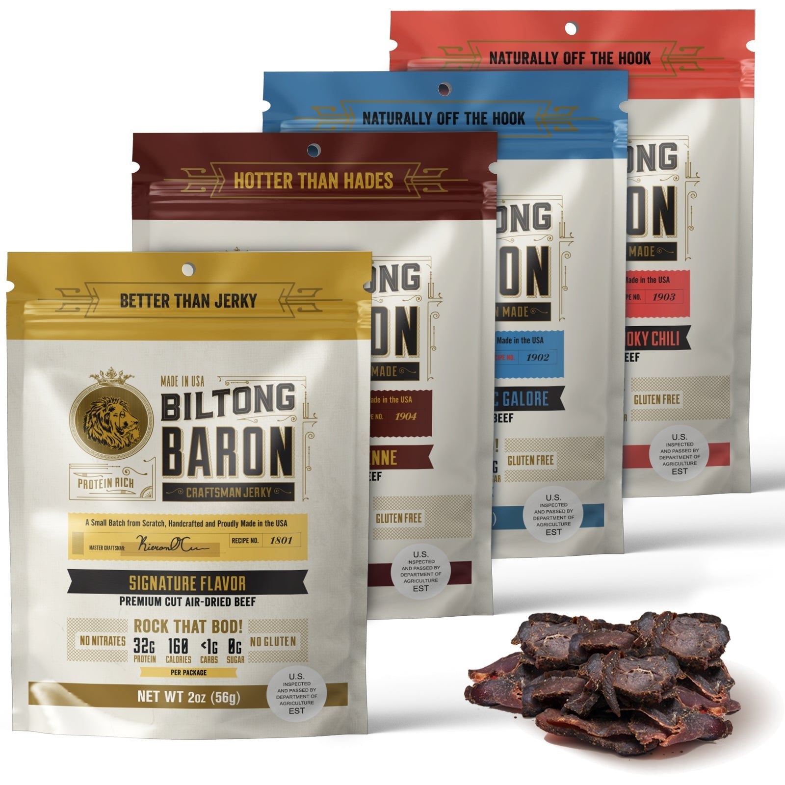 Biltong Baron - Four - Bag Biltong Multi - Pack Medley - FishNook Tinned Seafood Co.