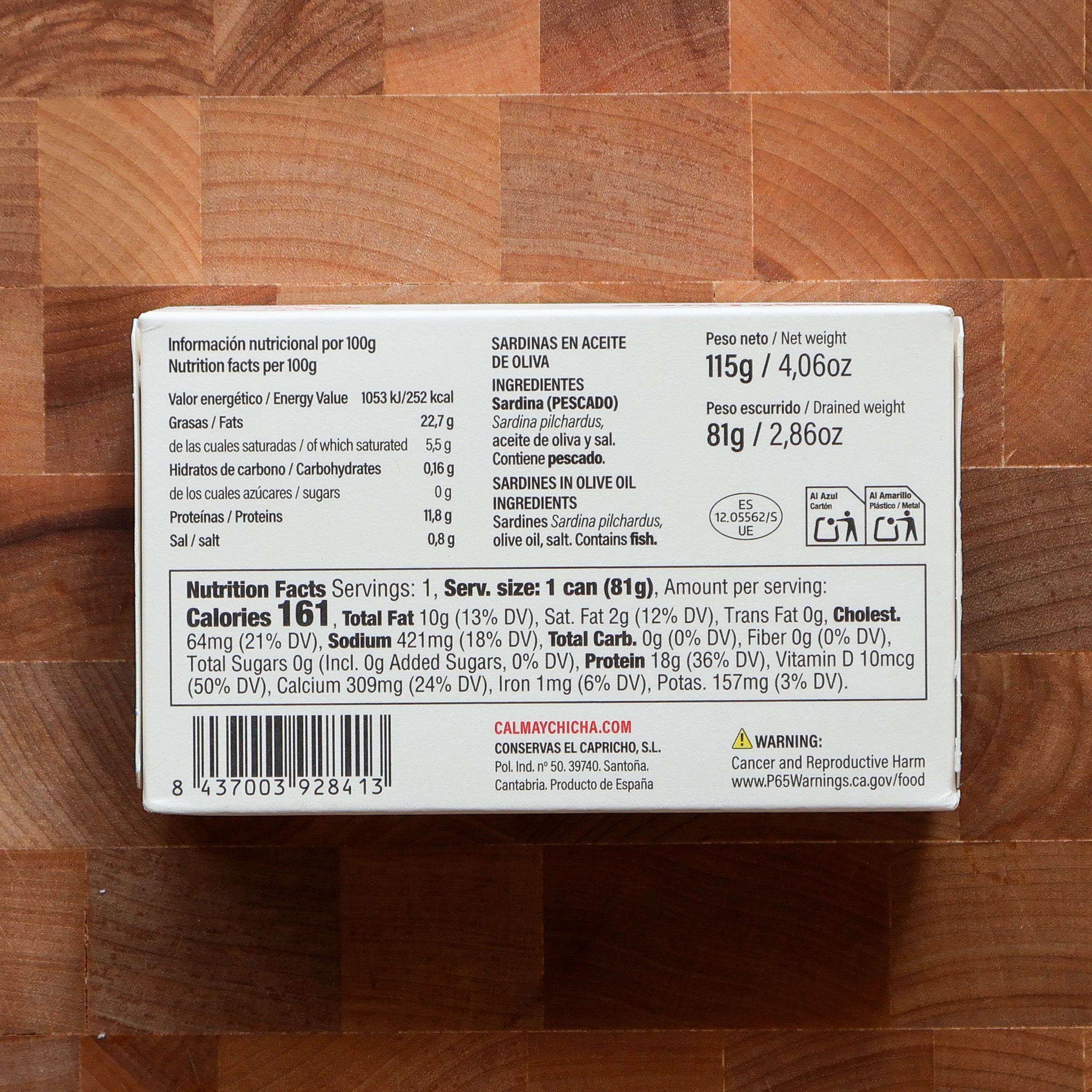 Calma & Chicha - 16/20 Small Sardines in Olive Oil - FishNook Tinned Seafood Co.