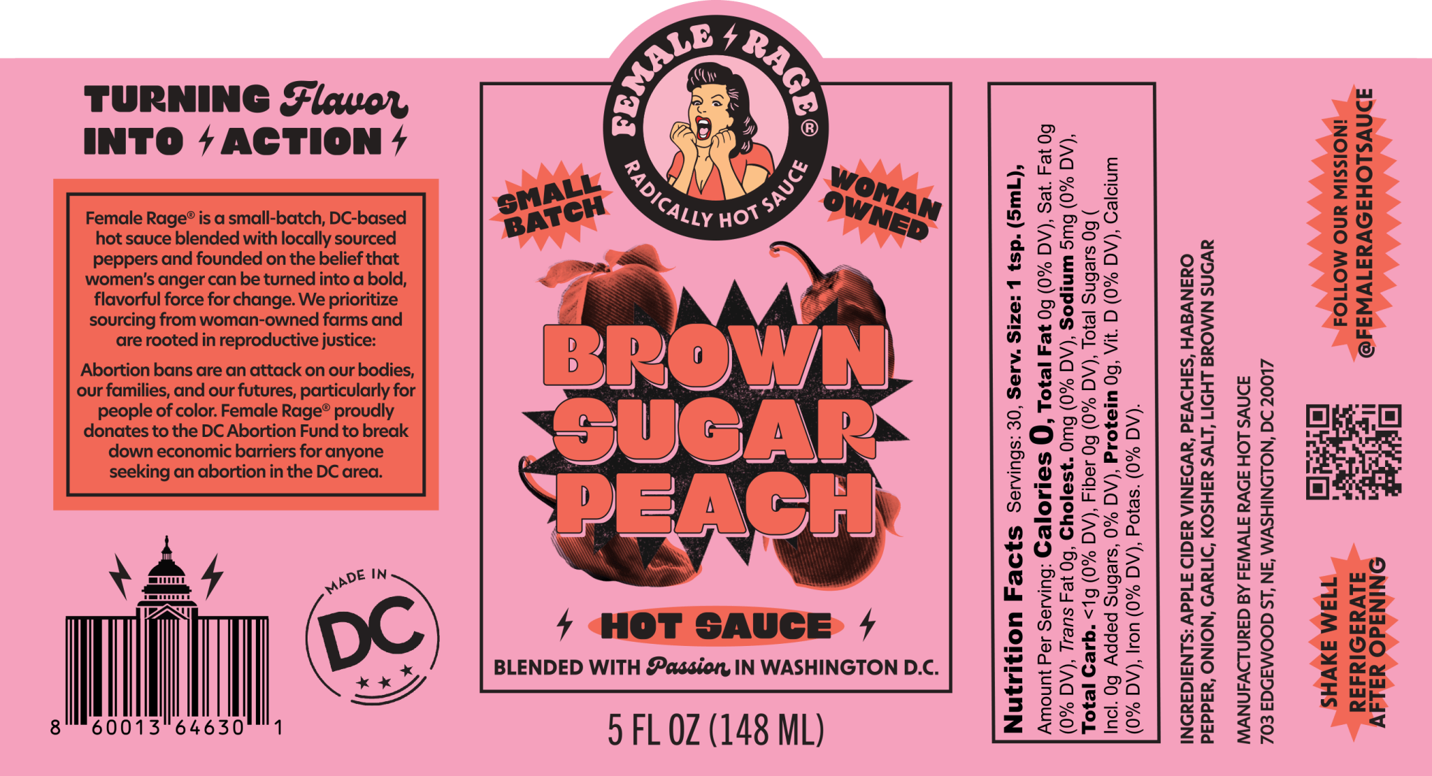 Female Rage Hot Sauce - Brown Sugar Peach Hot Sauce - FishNook Tinned Seafood Co.