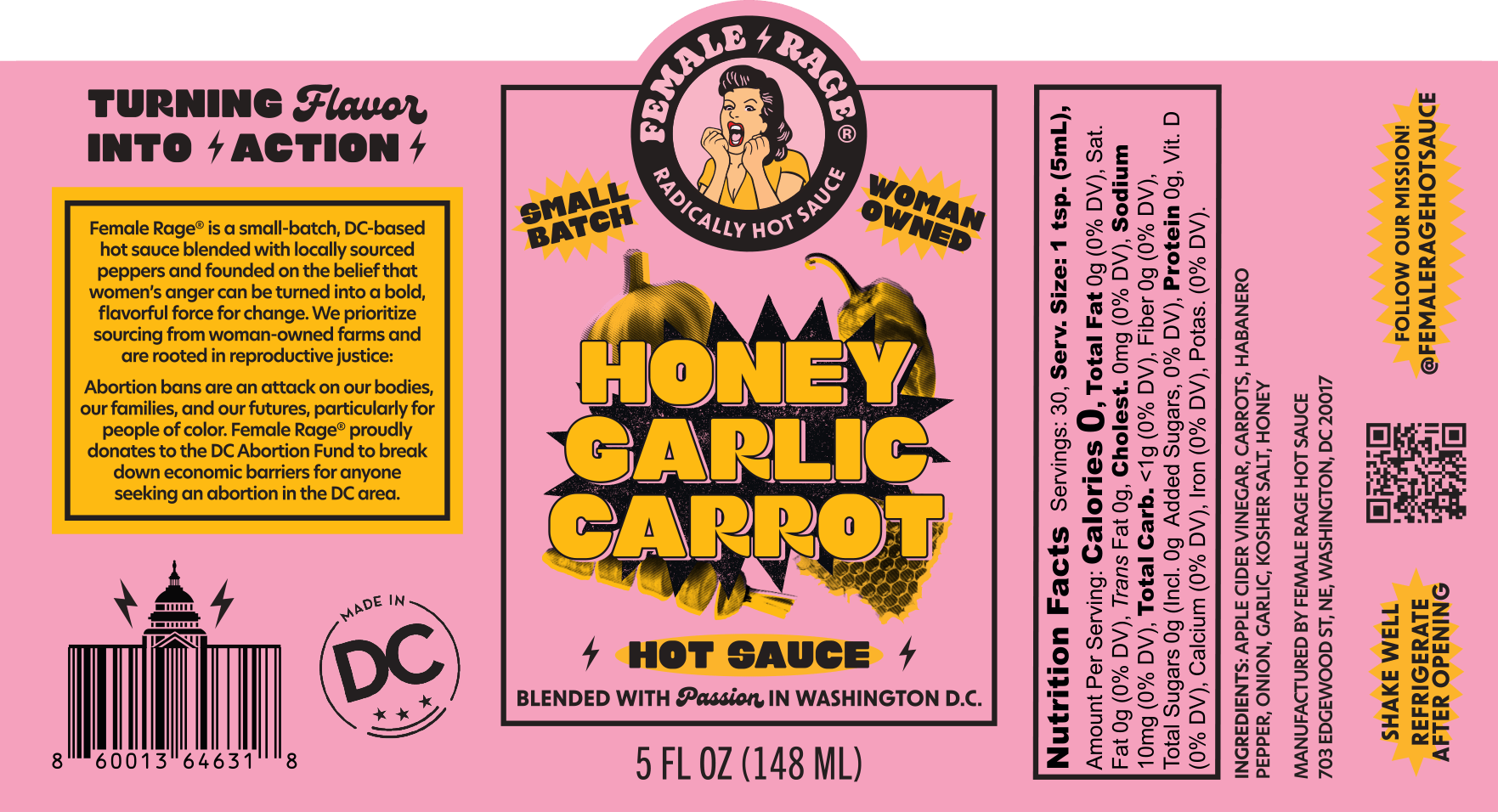 Female Rage Hot Sauce - Honey Garlic Carrot Hot Sauce - FishNook Tinned Seafood Co.