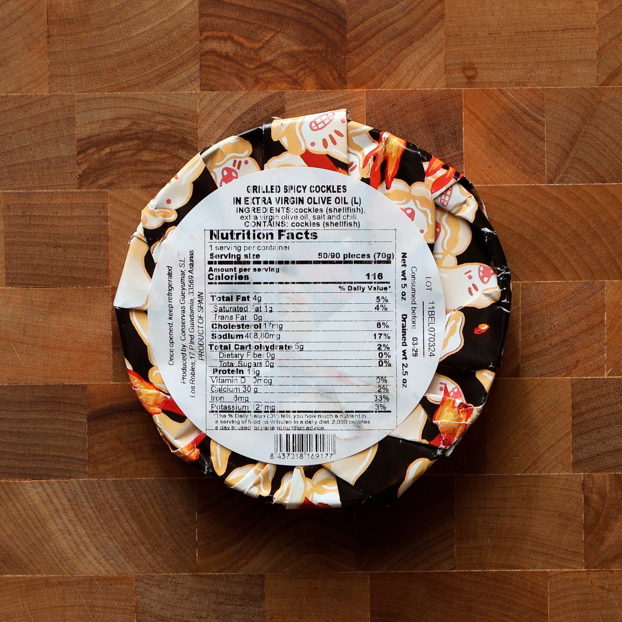 Gueyu Mar - Chargrilled Spicy Cockles in EVOO - FishNook Tinned Seafood Co.