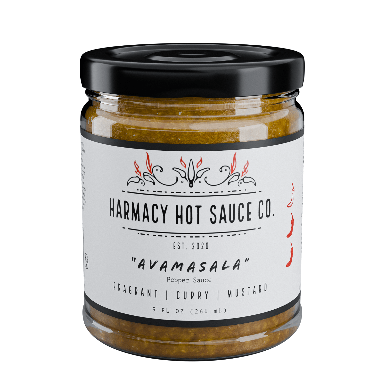 Harmacy Hot Sauce Co. - Avamasala - Curry Mustard Pepper Sauce (9oz) - FishNook Tinned Seafood Co.