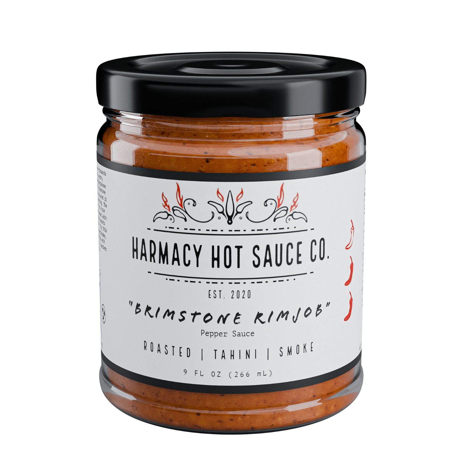 Harmacy Hot Sauce Co. - Brimstone Rimjob - Tahini & Roasted Red Pepper Sauce (9oz) - FishNook Tinned Seafood Co.