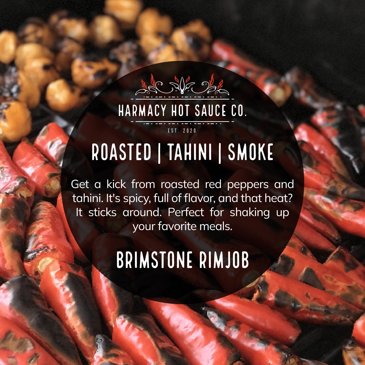 Harmacy Hot Sauce Co. - Brimstone Rimjob - Tahini & Roasted Red Pepper Sauce (9oz) - FishNook Tinned Seafood Co.