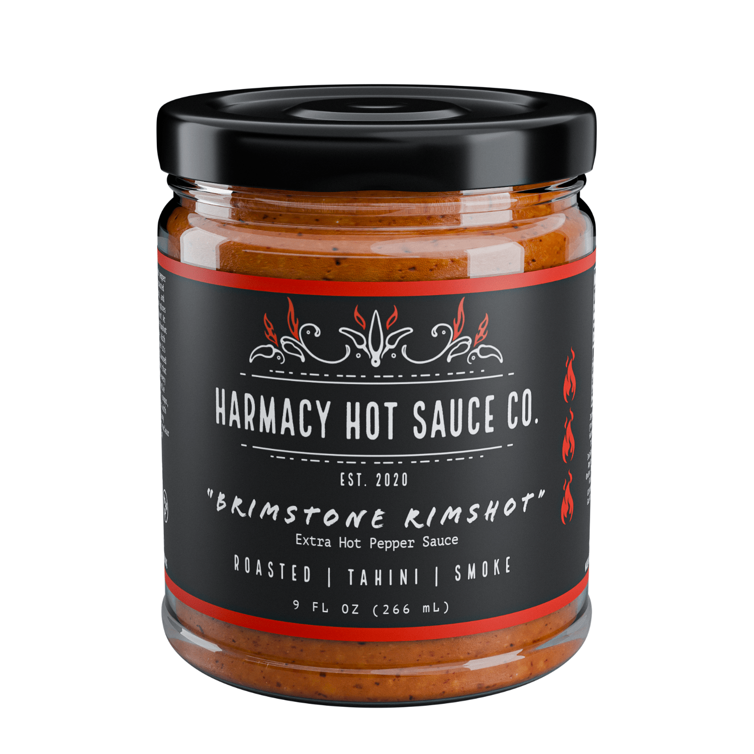 Harmacy Hot Sauce Co. - Brimstone Rimshot - Extra Hot Tahini & Roasted Red Pepper Sauce (9oz) - FishNook Tinned Seafood Co.