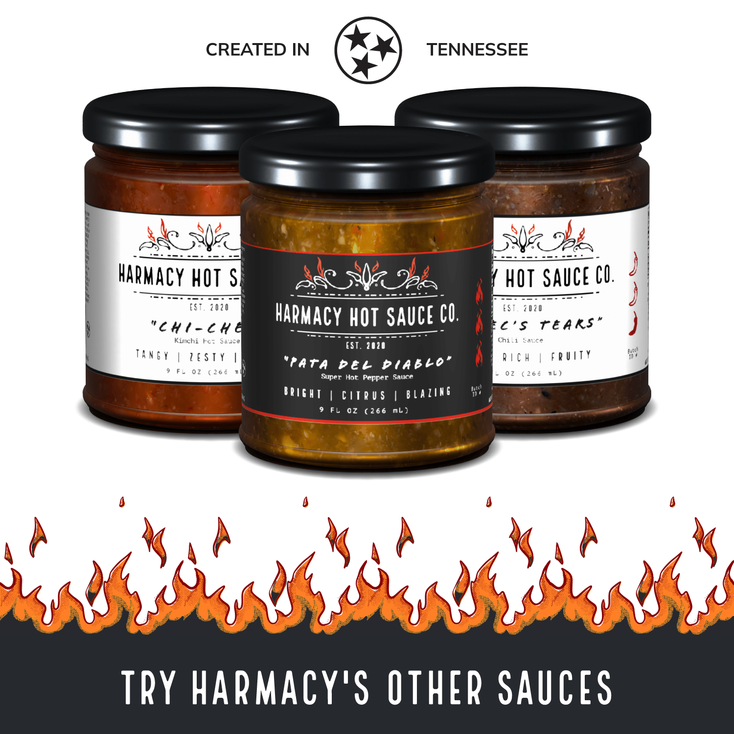 Harmacy Hot Sauce Co. - Brimstone Rimshot - Extra Hot Tahini & Roasted Red Pepper Sauce (9oz) - FishNook Tinned Seafood Co.