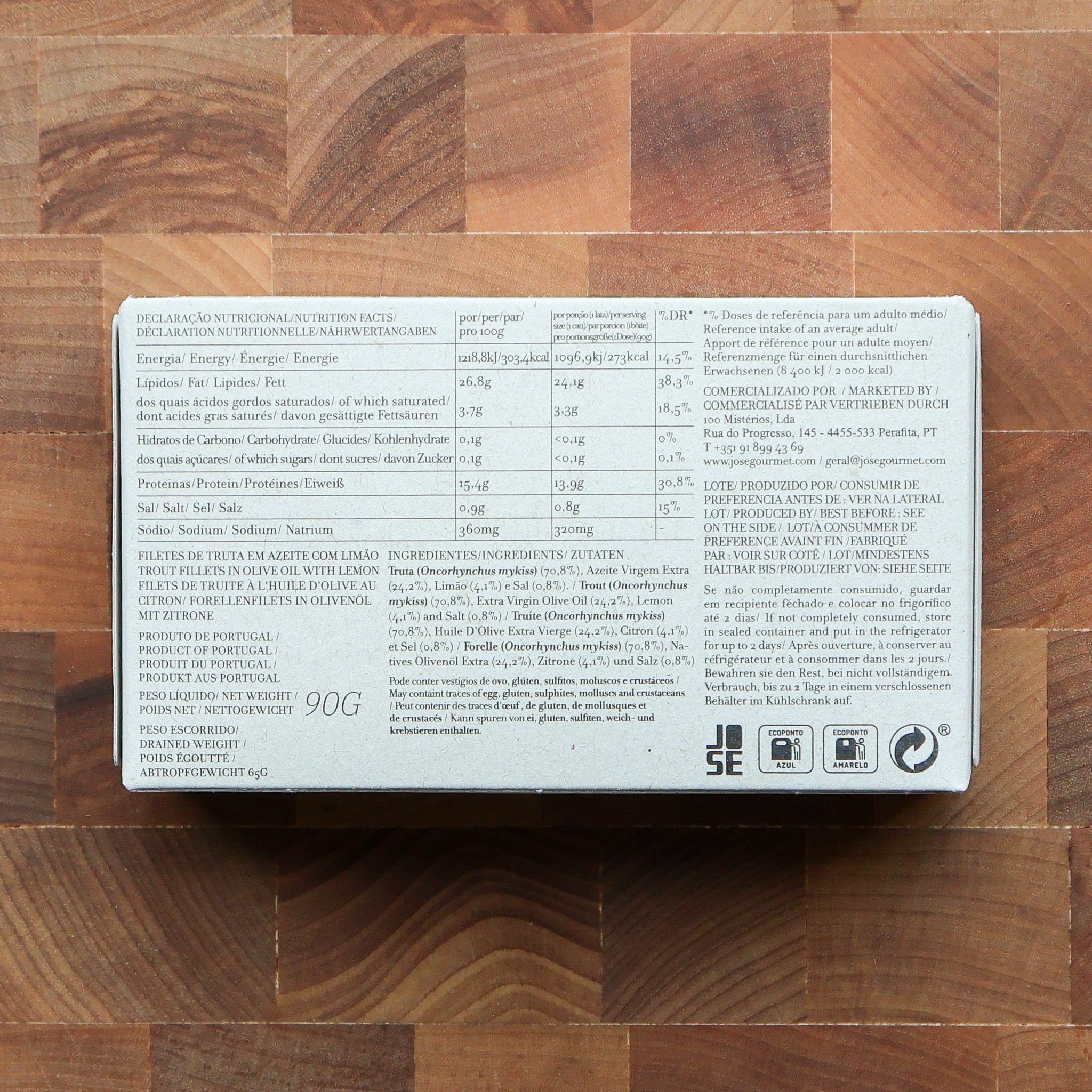Jose Gourmet - Trout Fillets w/ Lemon in EVOO - FishNook Tinned Seafood Co.