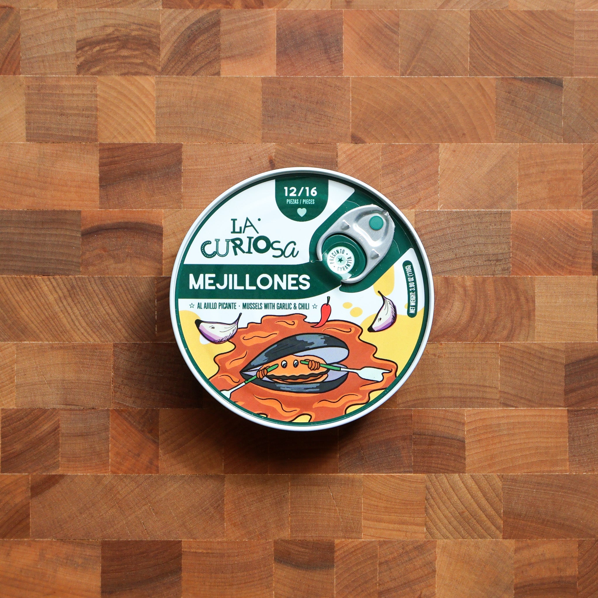 La Curiosa - 12/16 Mussels in Olive Oil w/ Garlic & Chili - FishNook Tinned Seafood Co.