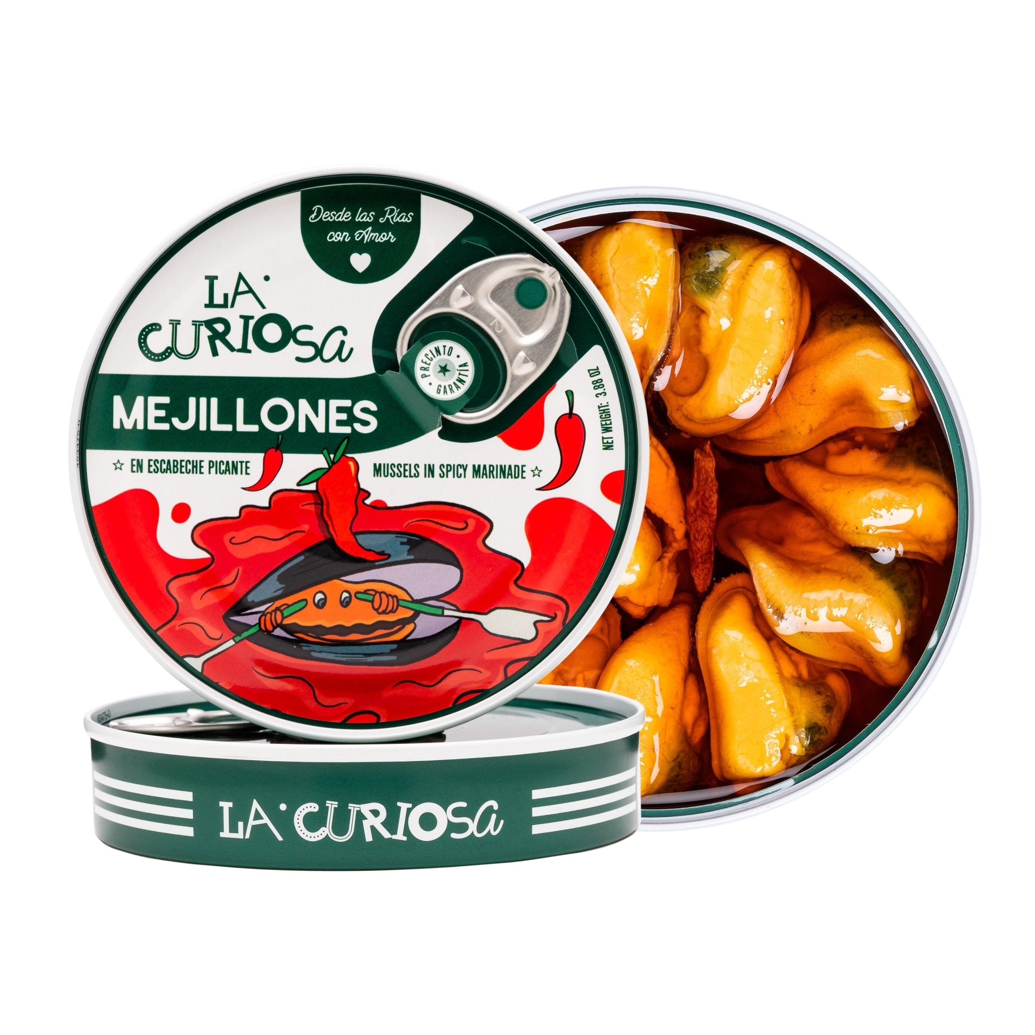 La Curiosa - 8/12 Spicy Galician Mussels in Escabeche Sauce - FishNook Tinned Seafood Co.
