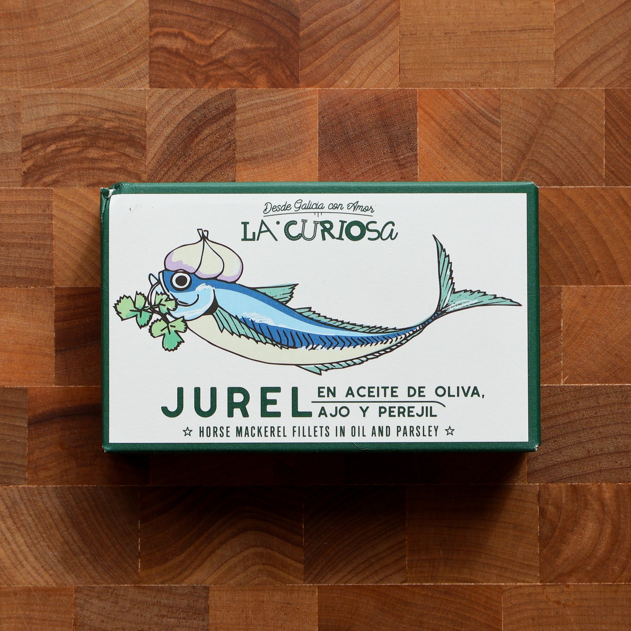La Curiosa - Horse Mackerel Fillets in Olive Oil w/ Garlic & Parsley - FishNook Tinned Seafood Co.