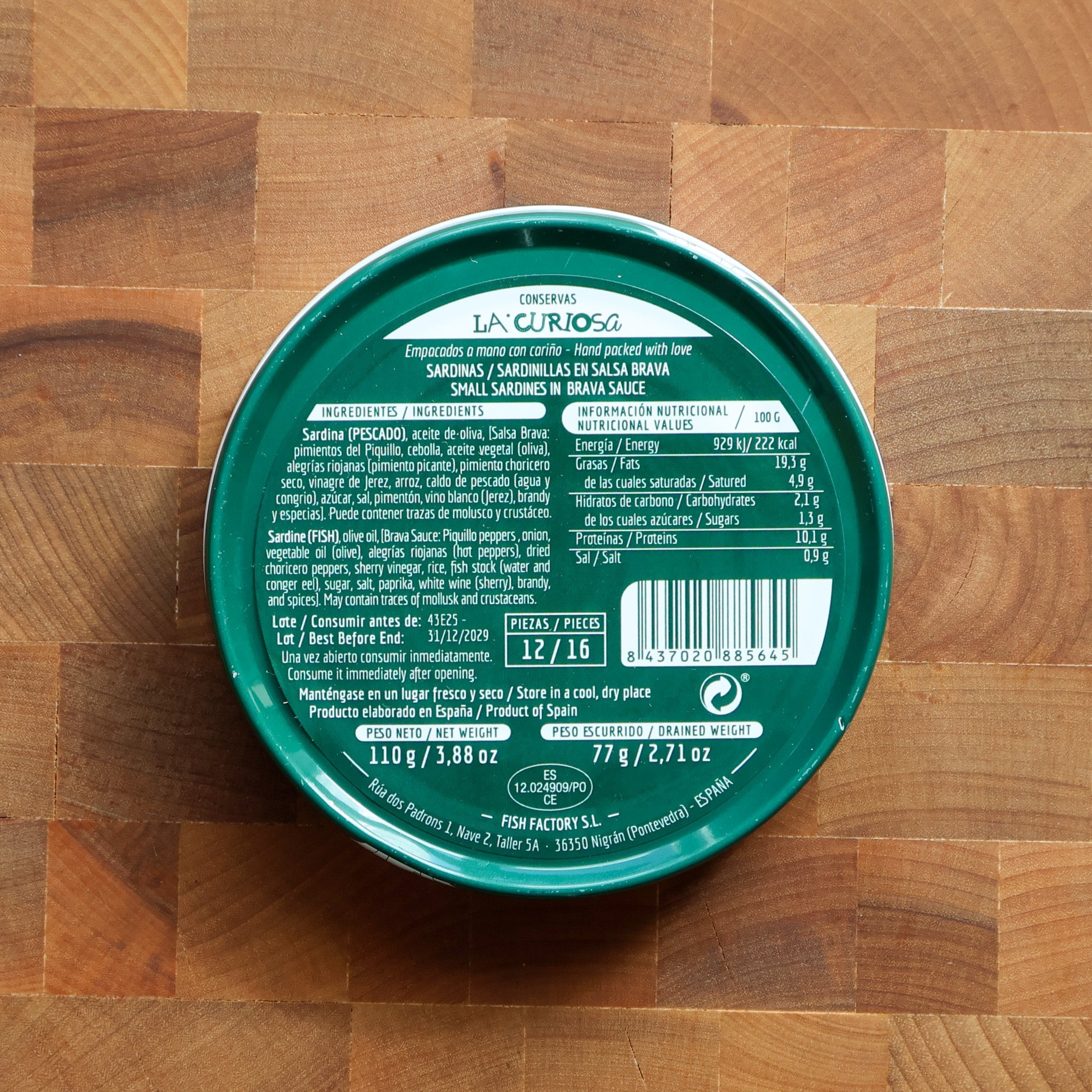 La Curiosa - Small Sardines in Brava Sauce - FishNook Tinned Seafood Co.