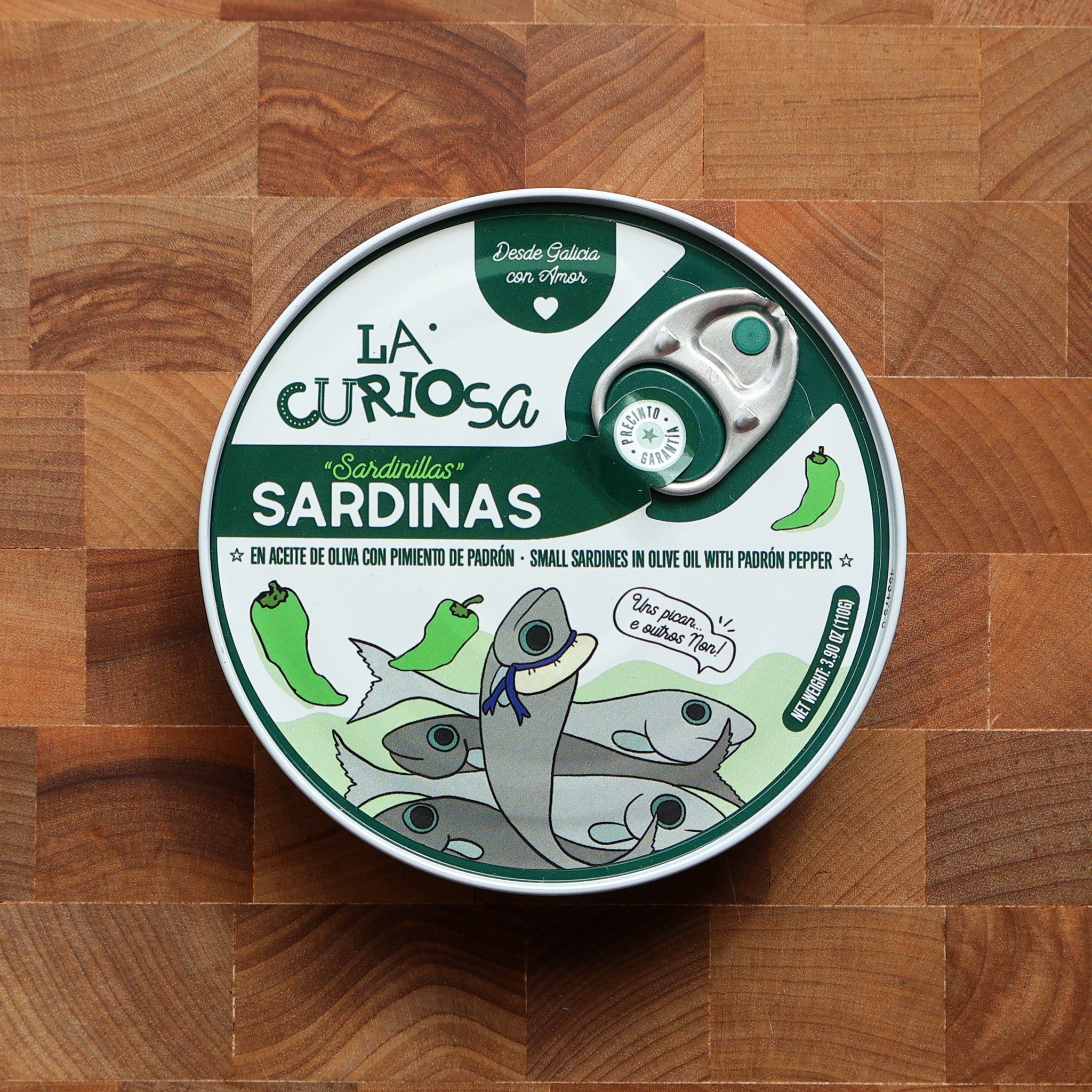 La Curiosa - Small Sardines in Olive Oil w/ Padron Pepper - FishNook Tinned Seafood Co.