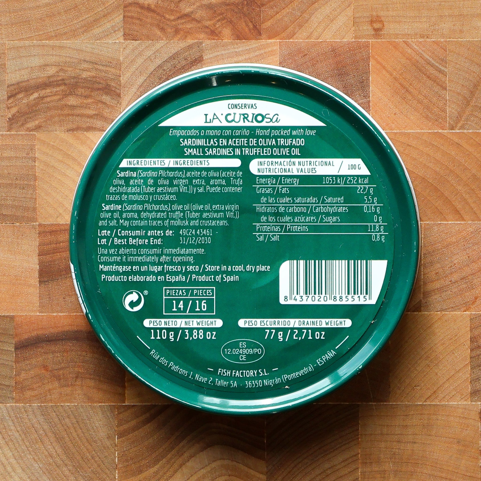 La Curiosa - Small Sardines in Truffled Olive Oil - FishNook Tinned Seafood Co.