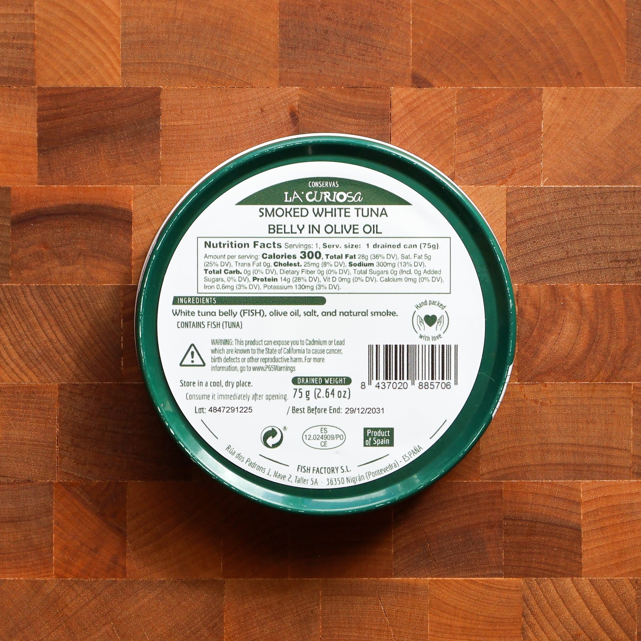 La Curiosa - Smoked White Tuna Belly in Olive Oil - FishNook Tinned Seafood Co.