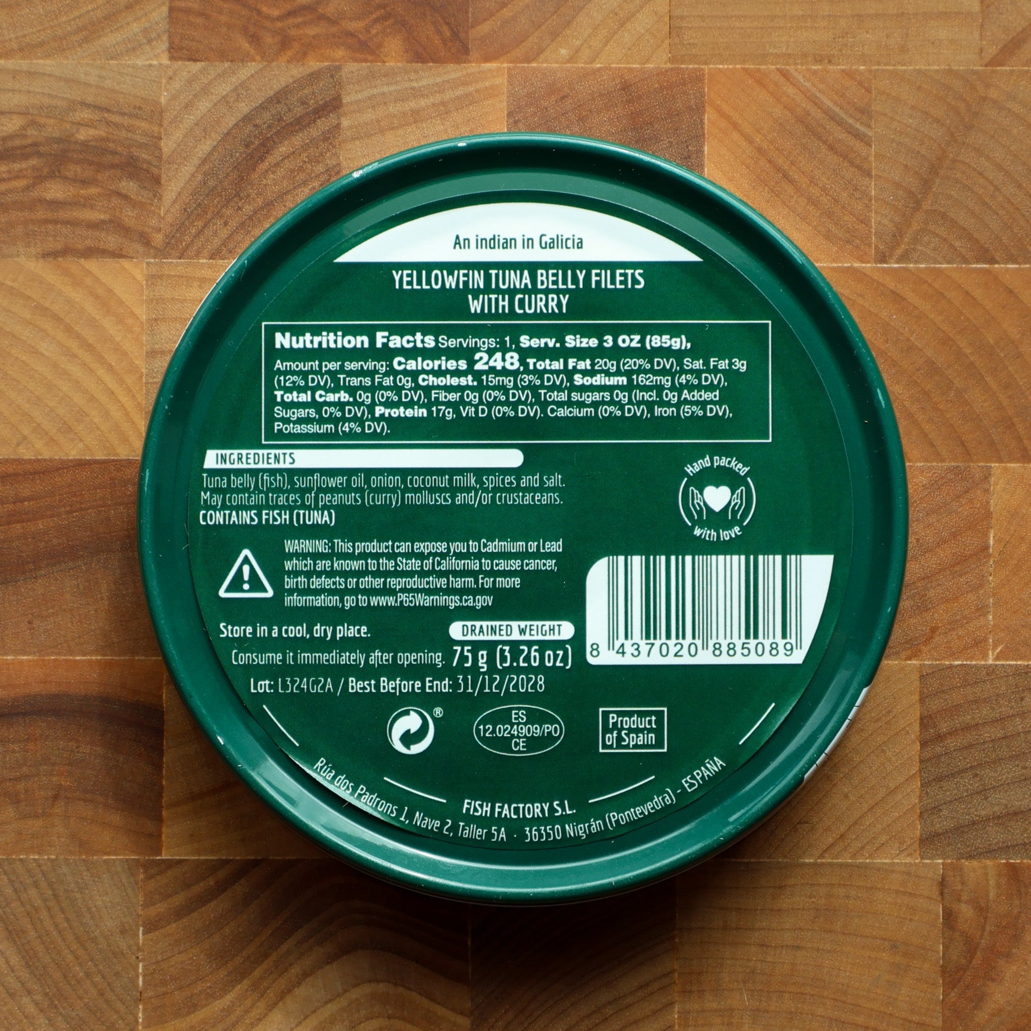 La Curiosa - Yellowfin Tuna Belly in Green Curry - FishNook Tinned Seafood Co.