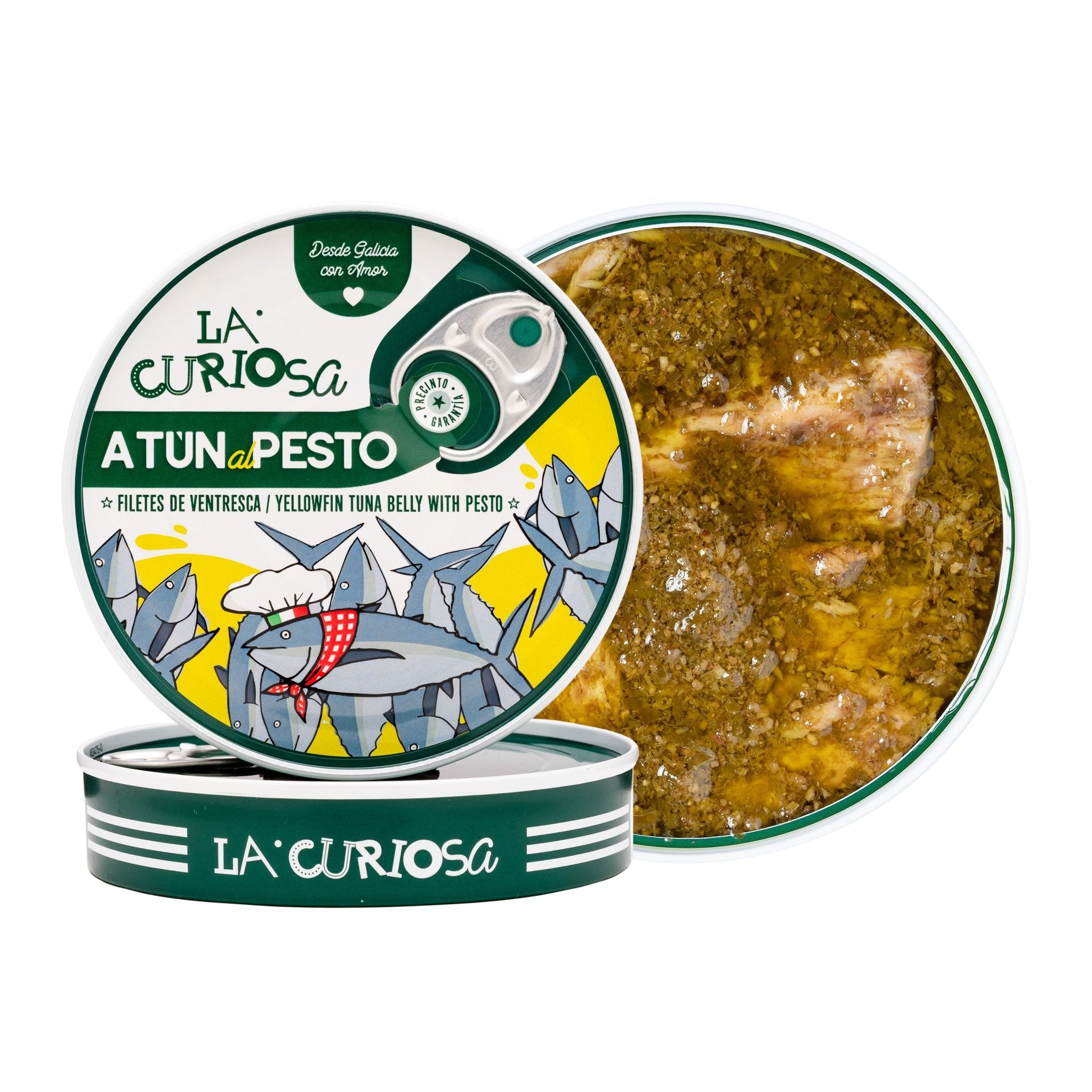 La Curiosa - Yellowfin Tuna Belly in Pesto Sauce - FishNook Tinned Seafood Co.