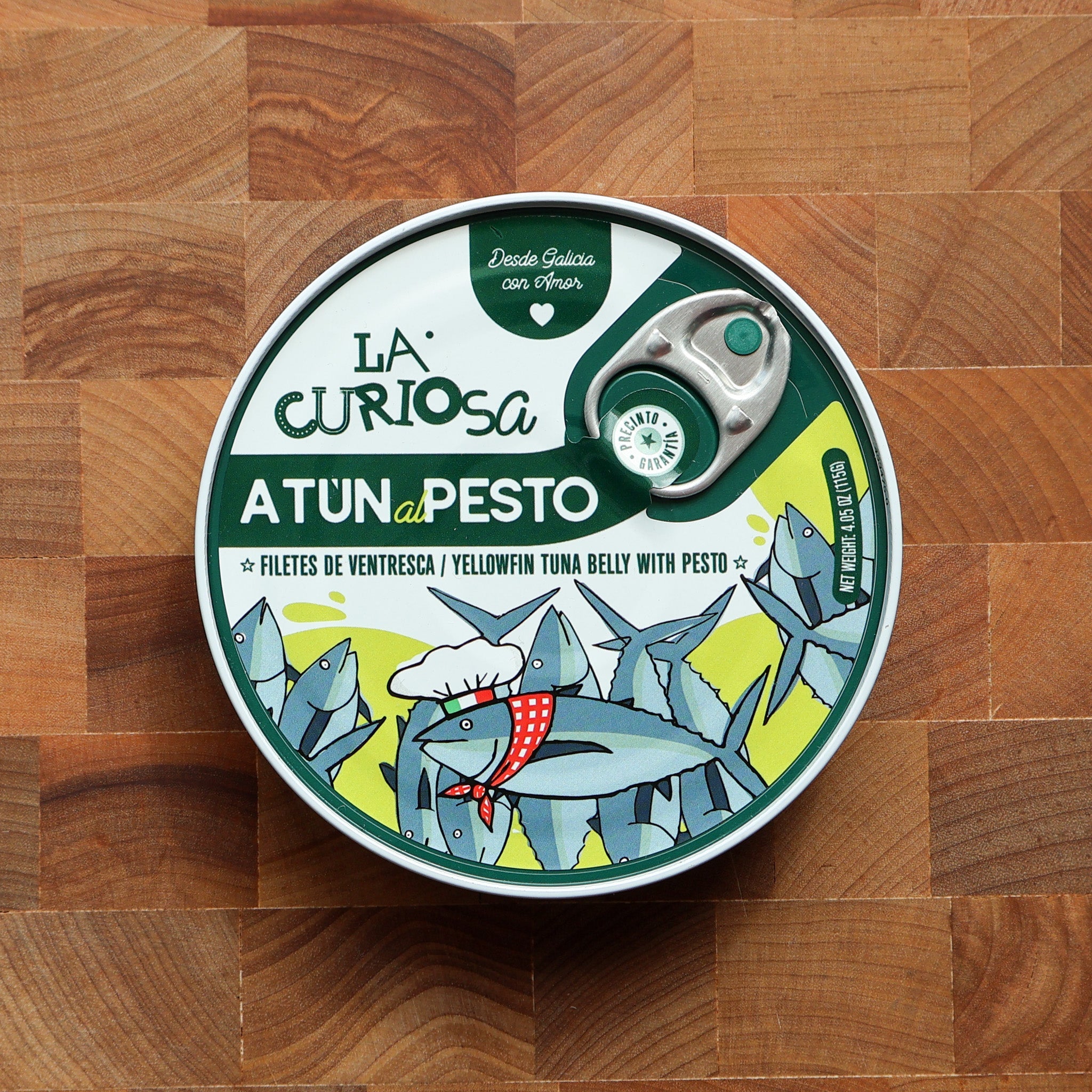 La Curiosa - Yellowfin Tuna Belly in Pesto Sauce - FishNook Tinned Seafood Co.