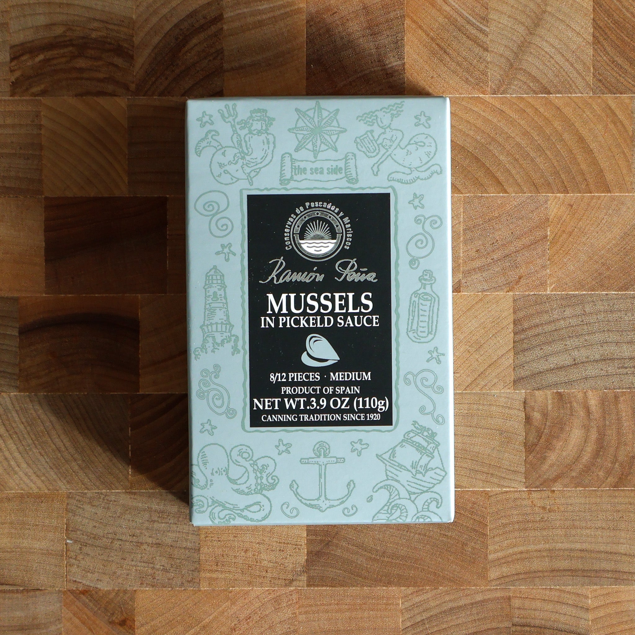 Ramon Peña - 8/12 Mussels in Escabeche, Silver Line - FishNook Tinned Seafood Co.