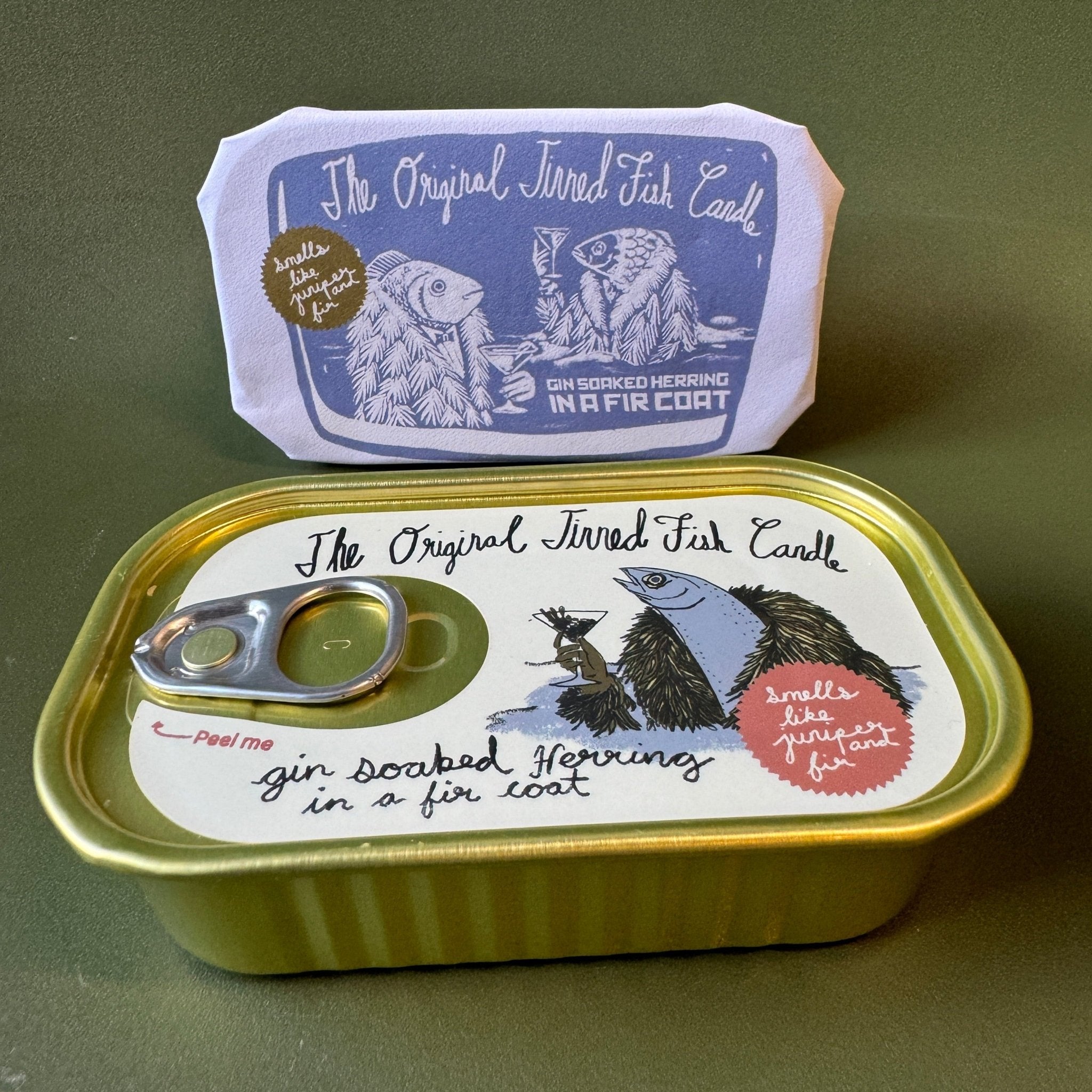 Tinned Candle - Tinned Fish Candle - Juniper and Fraser Fir - FishNook Tinned Seafood Co.