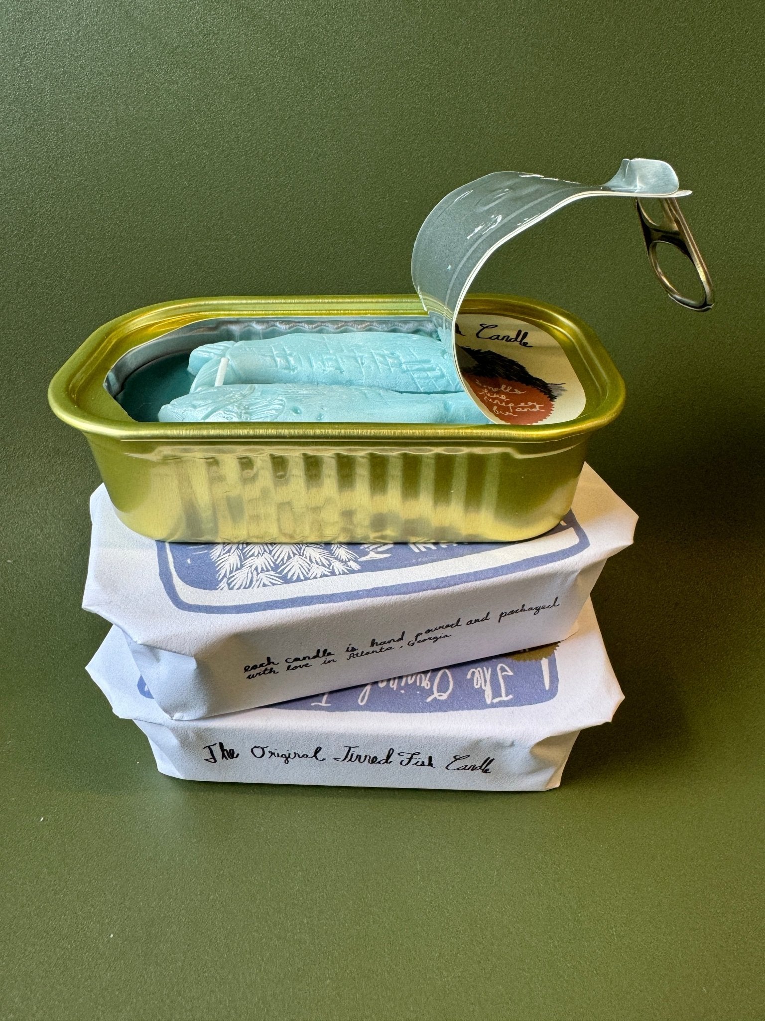 Tinned Candle - Tinned Fish Candle - Juniper and Fraser Fir - FishNook Tinned Seafood Co.