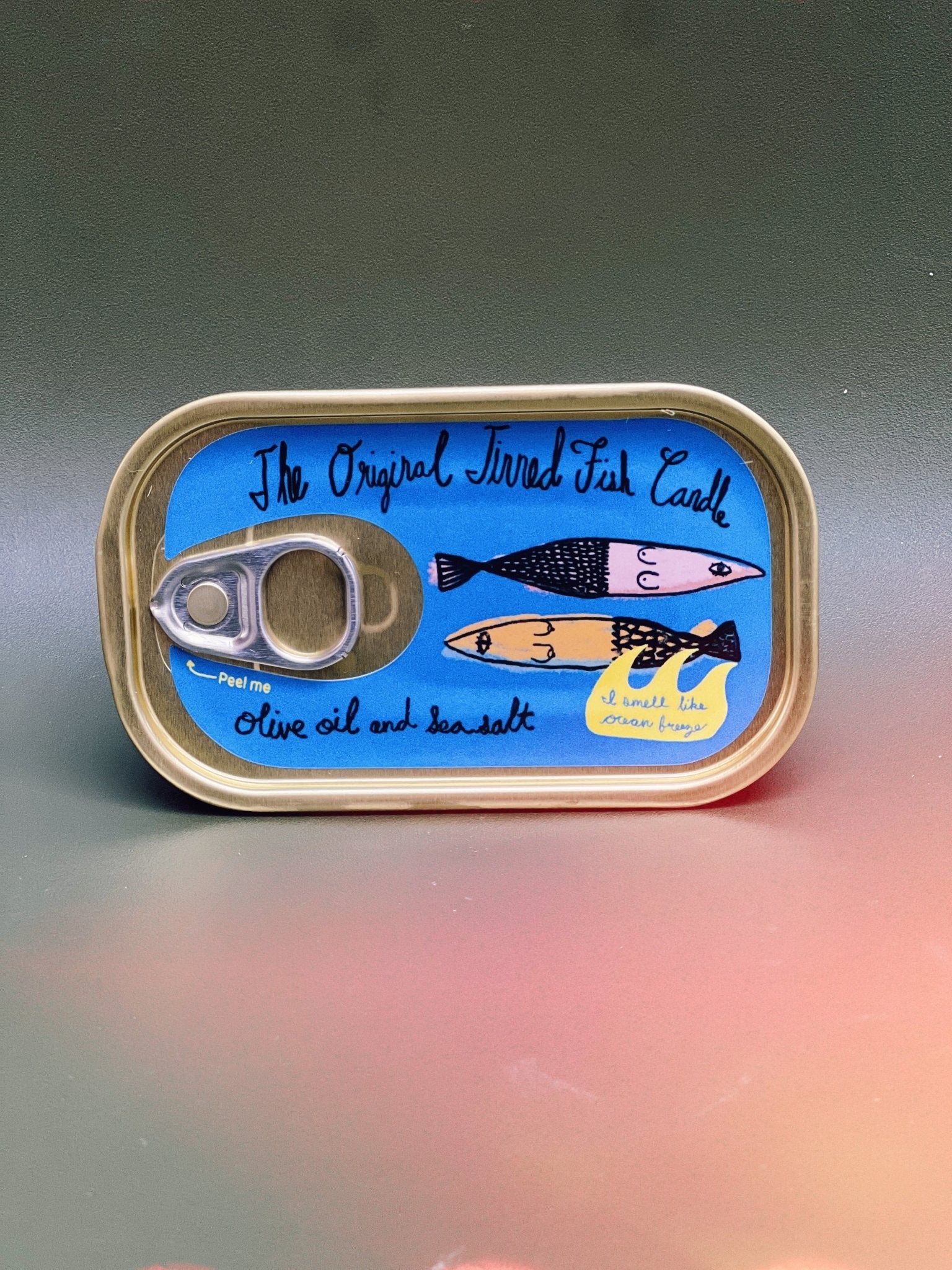 Tinned Candle - Tinned Fish Candle - Olive Oil and Sea Salt (Ocean Breeze Scented) - FishNook Tinned Seafood Co.