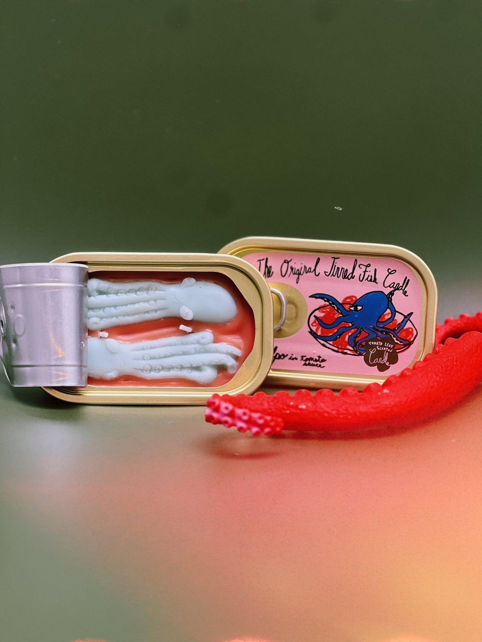 Tinned Candle - Tinned Fish Candle - Pulpo in Tomato Sauce (Tomato Leaf Scented) - FishNook Tinned Seafood Co.